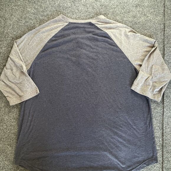 Cleveland Indians Shirt Mens Grey 2XL Raglan Distressed Henley MLB Baseball XXL - Picture 9 of 10